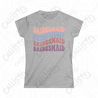 Retro Print Bridesmaid Matching Bridal Party Women’s Softstyle Tee - Sport Grey / S