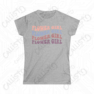 Retro Print Flower Girl Matching Bridal Party Women’s Softstyle Tee - Sport Grey / S