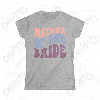 Retro Print ’Mother of the Bride’ Matching Bridal Party Women’s Softstyle Tee - Sport Grey / S