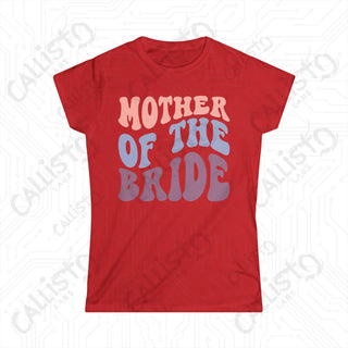 Retro Print ’Mother of the Bride’ Matching Bridal Party Women’s Softstyle Tee - Red / S