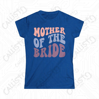 Retro Print ’Mother of the Bride’ Matching Bridal Party Women’s Softstyle Tee - Royal / S