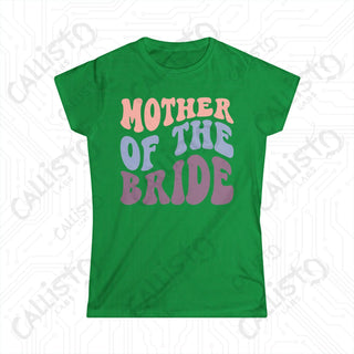 Retro Print ’Mother of the Bride’ Matching Bridal Party Women’s Softstyle Tee - Irish Green / S