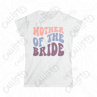 Retro Print ’Mother of the Bride’ Matching Bridal Party Women’s Softstyle Tee - White / S