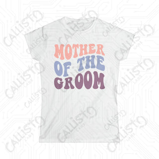 Retro Print ’Mother of the Groom’ Matching Bridal Party Women’s Softstyle Tee - White / S