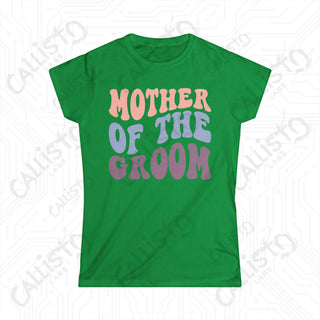 Retro Print ’Mother of the Groom’ Matching Bridal Party Women’s Softstyle Tee - Irish Green / S