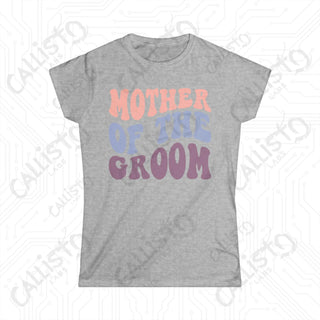 Retro Print ’Mother of the Groom’ Matching Bridal Party Women’s Softstyle Tee - Sport Grey / S