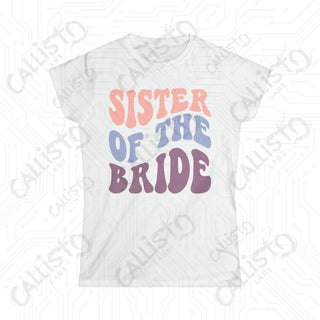 Retro Print ’Sister of the Bride’ Matching Bridal Party Women’s Softstyle Tee - White / S