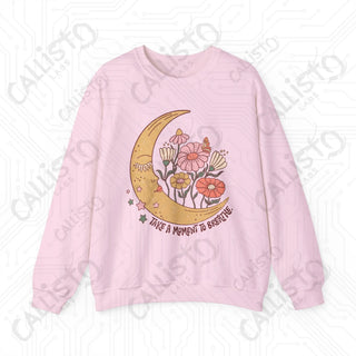 Take a Moment to Breathe Floral Hippie Crewneck Sweatshirt - S / Light Pink