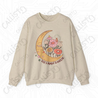 Take a Moment to Breathe Floral Hippie Crewneck Sweatshirt - S / Sand