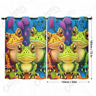 Trippy Frog Trio Window Curtains (2 PCS) 72x52 IN