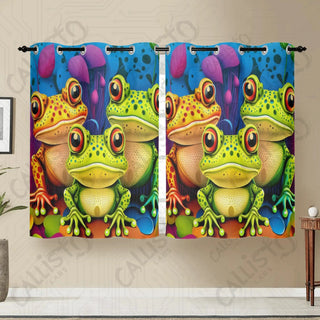 Trippy Frog Trio Window Curtains (2 PCS) 72x52 IN