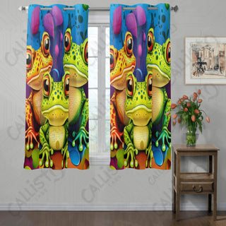 Trippy Frog Trio Window Curtains (2 PCS) 72x52 IN