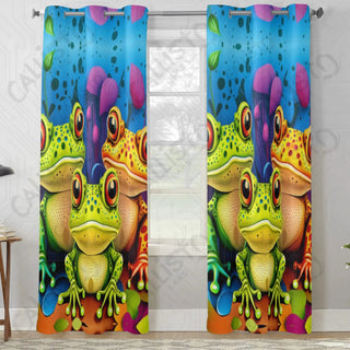 Trippy Frog Trio Window Curtains (2 PCS) 84x52 IN