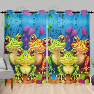 Trippy Frog Trio Window Curtains (2 PCS) 84x52 IN