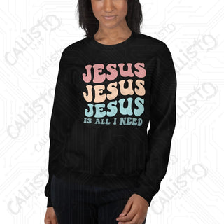 Women’s Jesus is All I Need Retro Print Sweatshirt