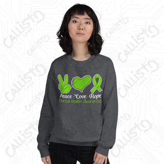 Women's Peace Love Hope Mental Health Awareness Sweatshirt