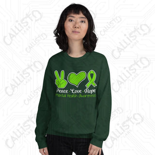 Women's Peace Love Hope Mental Health Awareness Sweatshirt