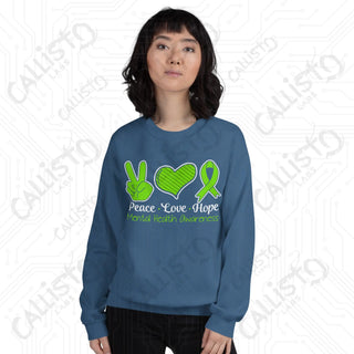 Women's Peace Love Hope Mental Health Awareness Sweatshirt