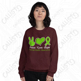 Women's Peace Love Hope Mental Health Awareness Sweatshirt