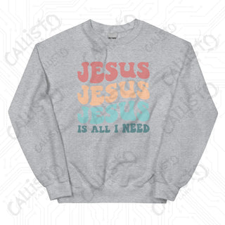 Women’s Jesus is All I Need Retro Print Sweatshirt - Sport Grey / S