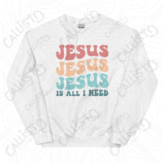 Women’s Jesus is All I Need Retro Print Sweatshirt - White / S