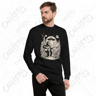 Men’s Funny Bigfoot and Alien Campfire Premium Sweatshirt