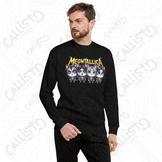 Men’s Funny Meowtallica Cat Band Music Fan Premium Sweatshirt