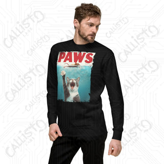 Men’s Funny PAWS Cat Shark Movie Fan Premium Sweatshirt