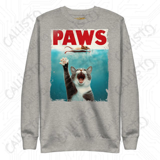 Men’s Funny PAWS Cat Shark Movie Fan Premium Sweatshirt - Carbon Grey / S