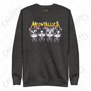 Men’s Funny Meowtallica Cat Band Music Fan Premium Sweatshirt - Charcoal Heather / S