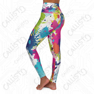 Vibrant Colorsplash Inkblot High-Waisted Yoga Leggings