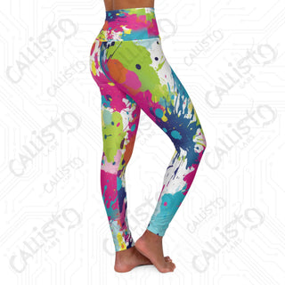 Vibrant Colorsplash Inkblot High-Waisted Yoga Leggings