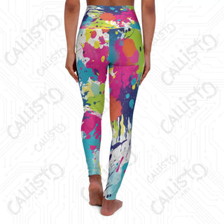 Vibrant Colorsplash Inkblot High-Waisted Yoga Leggings