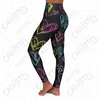 Vibrant Hearts High Waisted Yoga Leggings