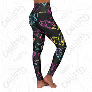 Vibrant Hearts High Waisted Yoga Leggings