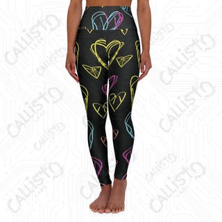 Vibrant Hearts High Waisted Yoga Leggings - XS