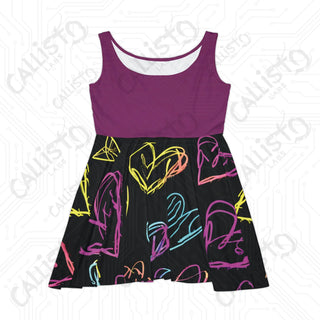 Vibrant Hearts Women’s Skater Dress - Fun and Flirty Fashion Statement