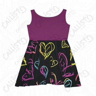 Vibrant Hearts Women’s Skater Dress - Fun and Flirty Fashion Statement