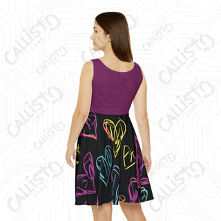 Vibrant Hearts Women’s Skater Dress - Fun and Flirty Fashion Statement