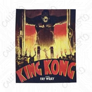 Vintage King Kong Velveteen Plush Blanket - Cozy and Nostalgic Home Décor Accent - 50’ × 60’