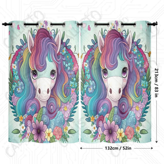 Whimsical Girls Unicorn Window Curtains (2 PCS) 84x52 IN