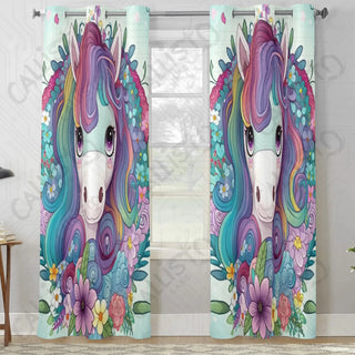 Whimsical Girls Unicorn Window Curtains (2 PCS) 84x52 IN