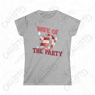 ’Wife of the Party’ Funny Bachelorette Party Softstyle Tee for Women - Sport Grey / S