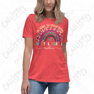 Women’s Be Kind to Your Mind Mental Health Relaxed T-Shirt - Heather Red / S