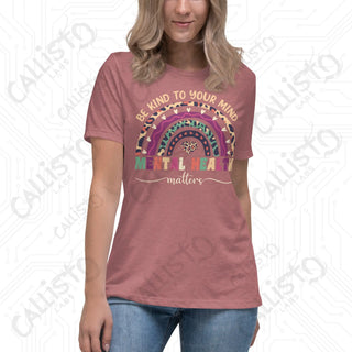 Women’s Be Kind to Your Mind Mental Health Relaxed T-Shirt - Heather Mauve / S