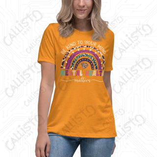 Women’s Be Kind to Your Mind Mental Health Relaxed T-Shirt - Heather Marmalade / S