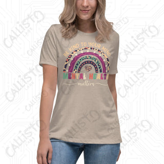 Women’s Be Kind to Your Mind Mental Health Relaxed T-Shirt - Heather Stone / S