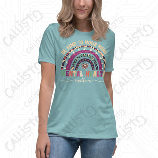 Women’s Be Kind to Your Mind Mental Health Relaxed T-Shirt - Heather Blue Lagoon / S