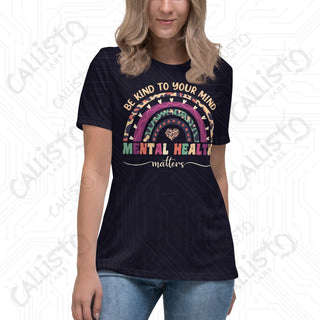 Women’s Be Kind to Your Mind Mental Health Relaxed T-Shirt - Navy / S