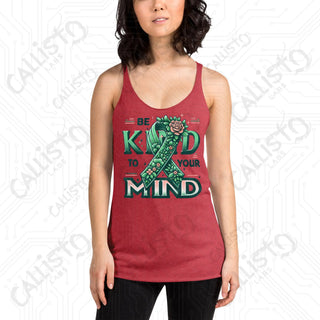 Women’s Be Kind to Your Mind Racerback Tank - Vintage Red / XS